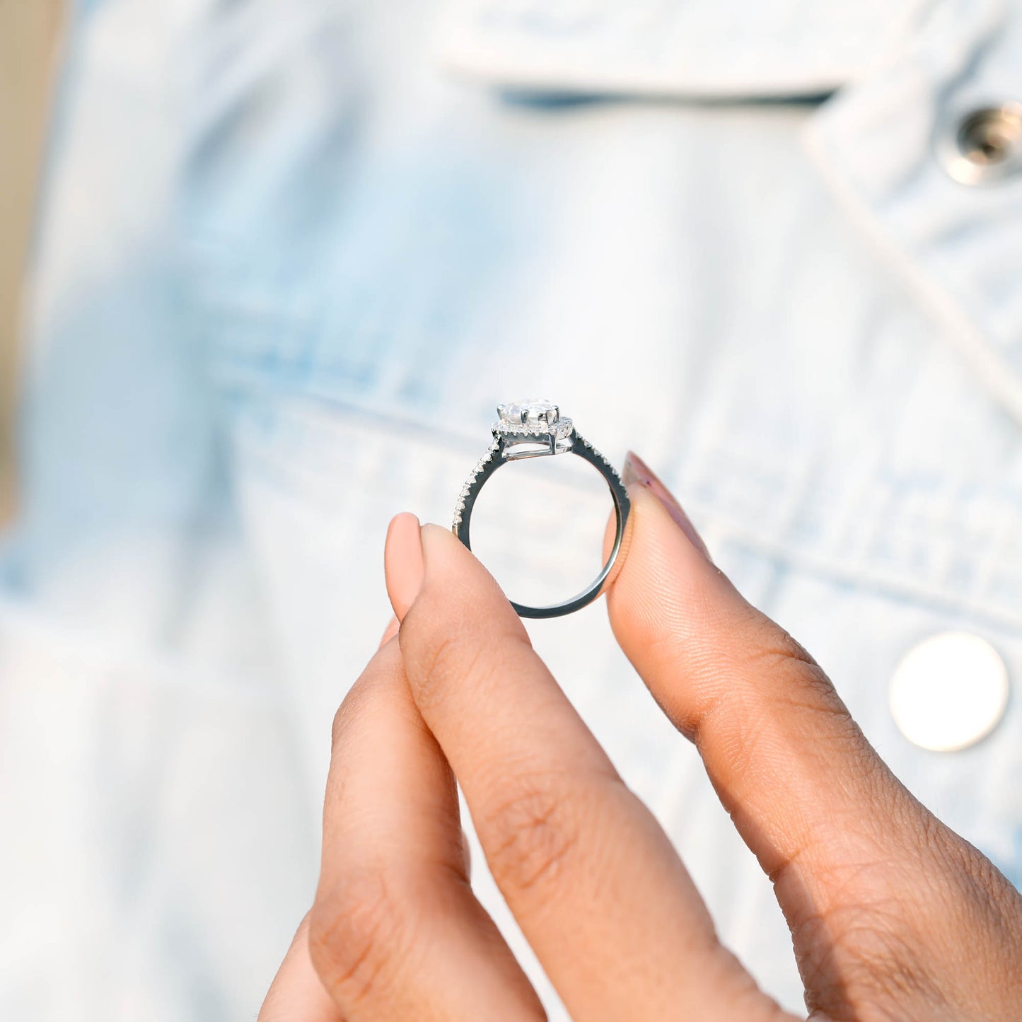 1.638 CT Pear, Round Cut Colorless Engagement Ring