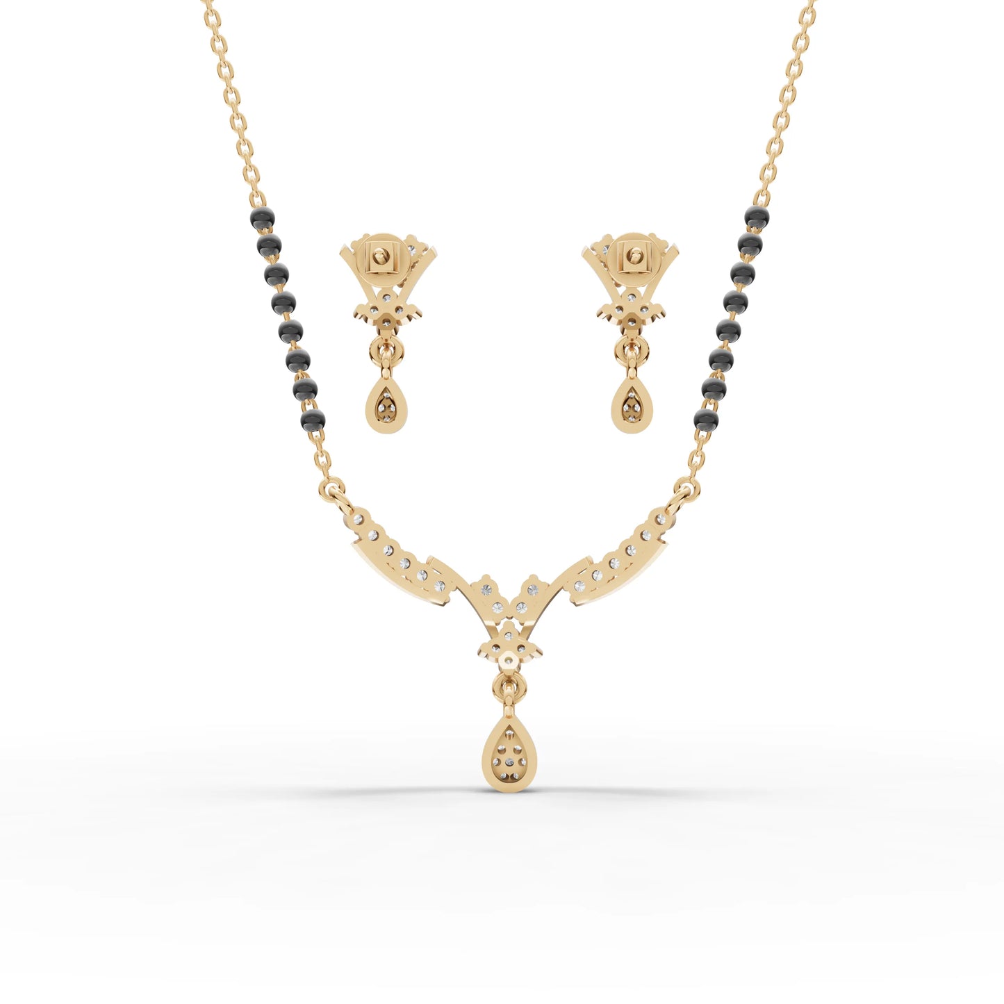 Graceful Twist Floral Moissanite Diamond Mangalsutra Set