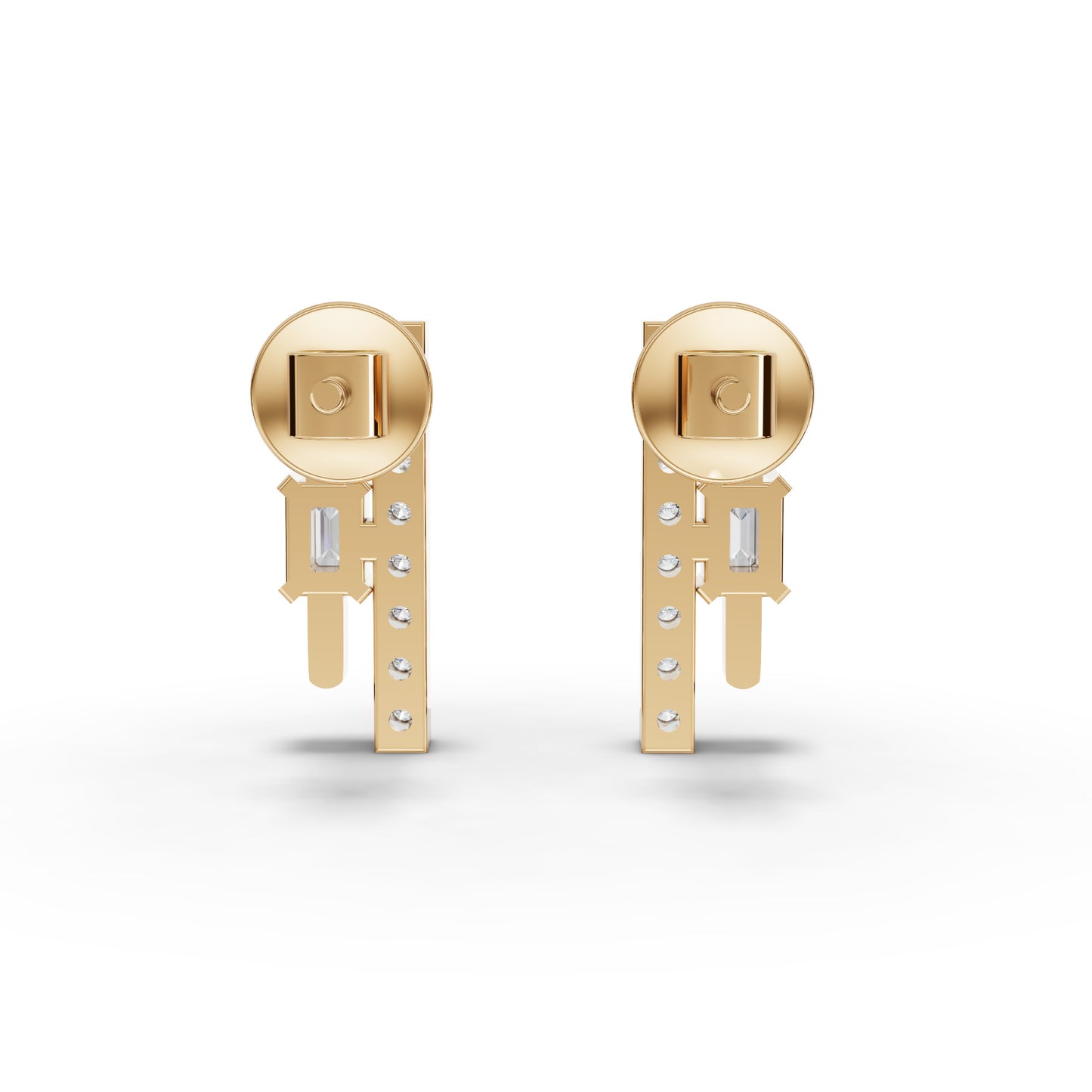 Emerald-Cut Vertical Bar Moissanite Diamond Earrings