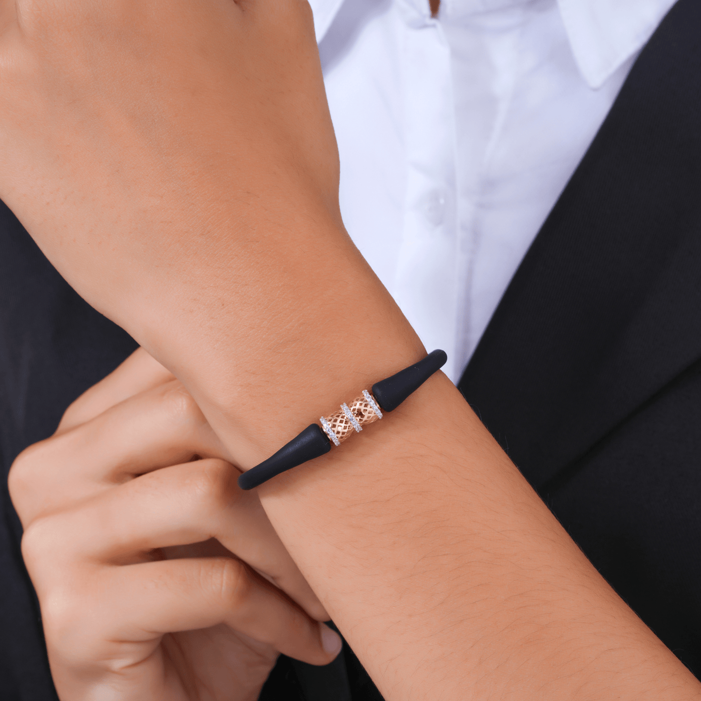 Diamond Barrel Charm Bracelet