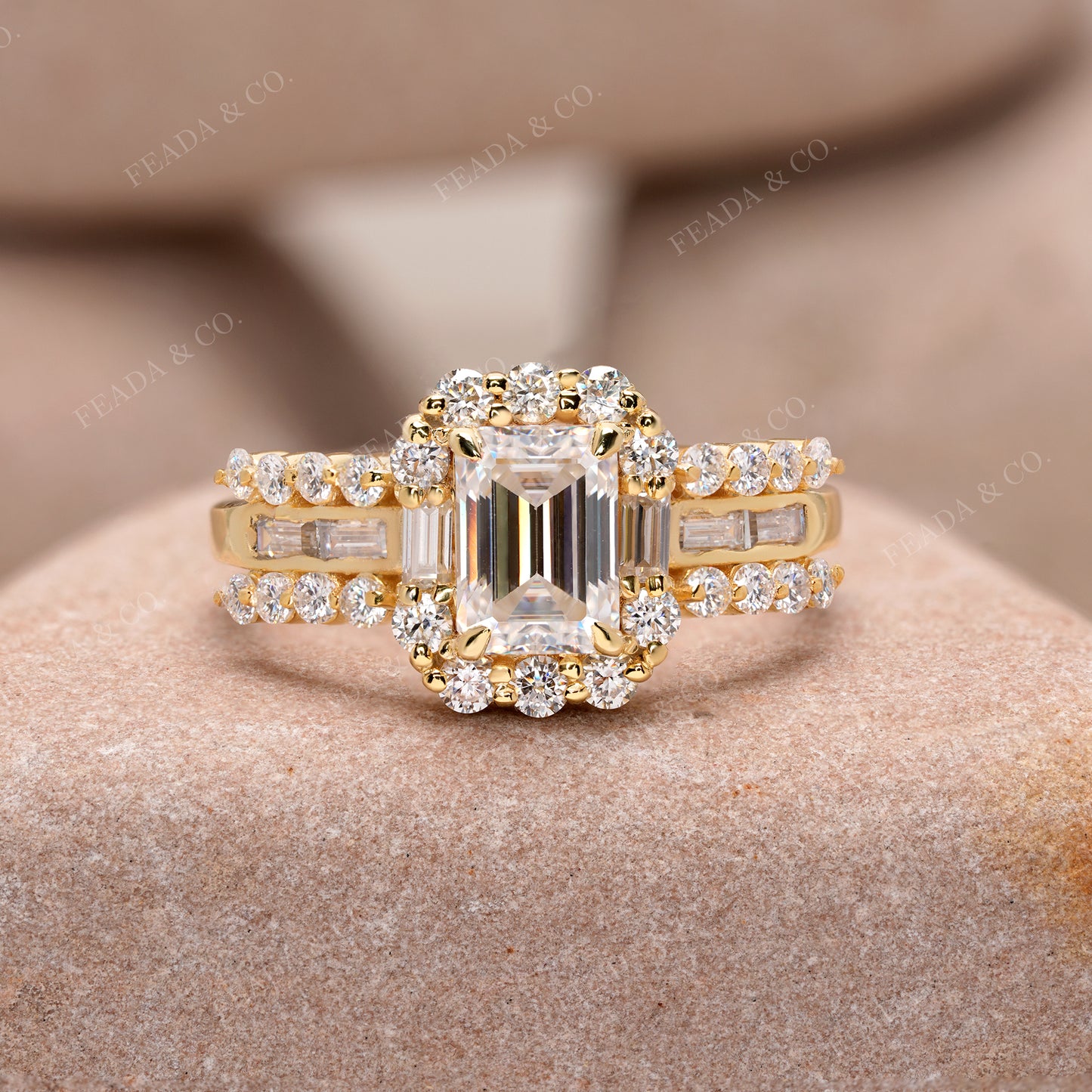1.95 CT Round, Emerald, Baguette Cut Colorless Engagement Ring
