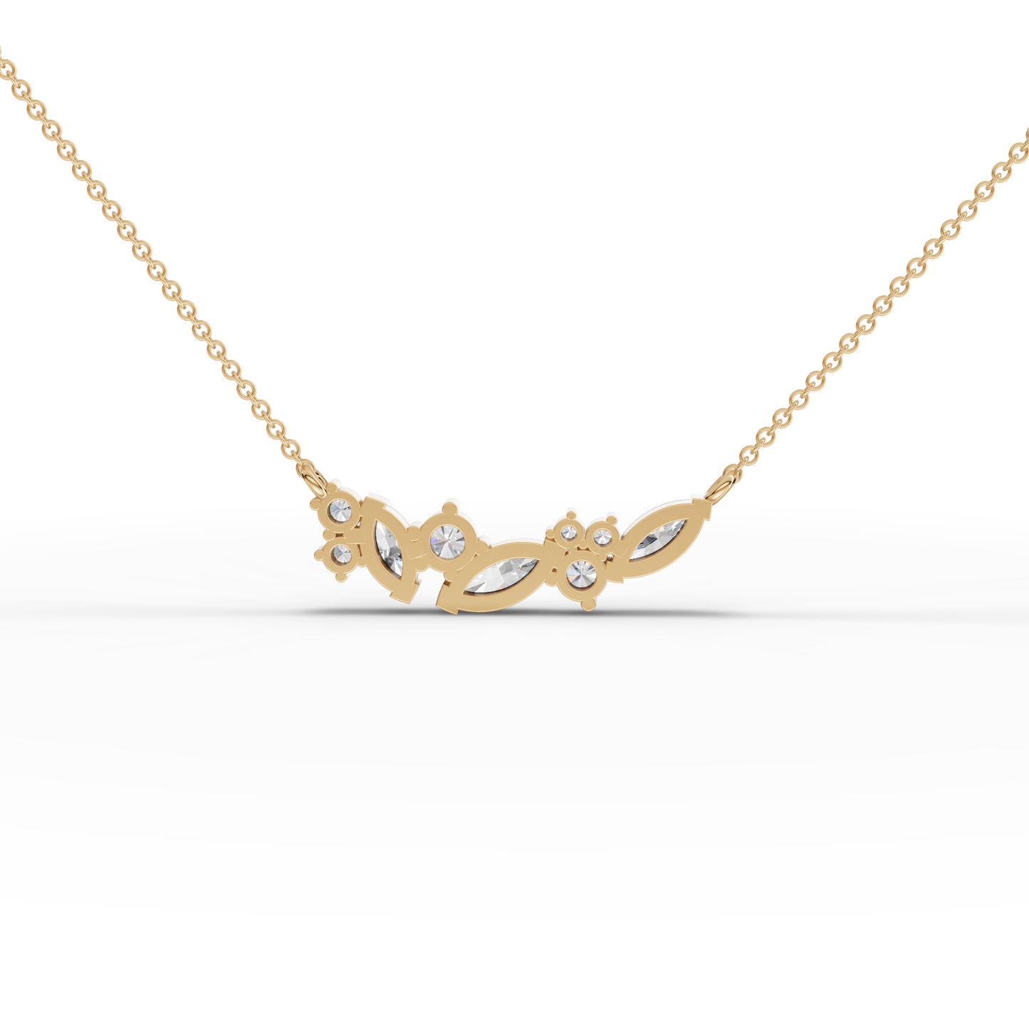 Marquise Cluster Accent Moissanite Grown Diamond Necklace