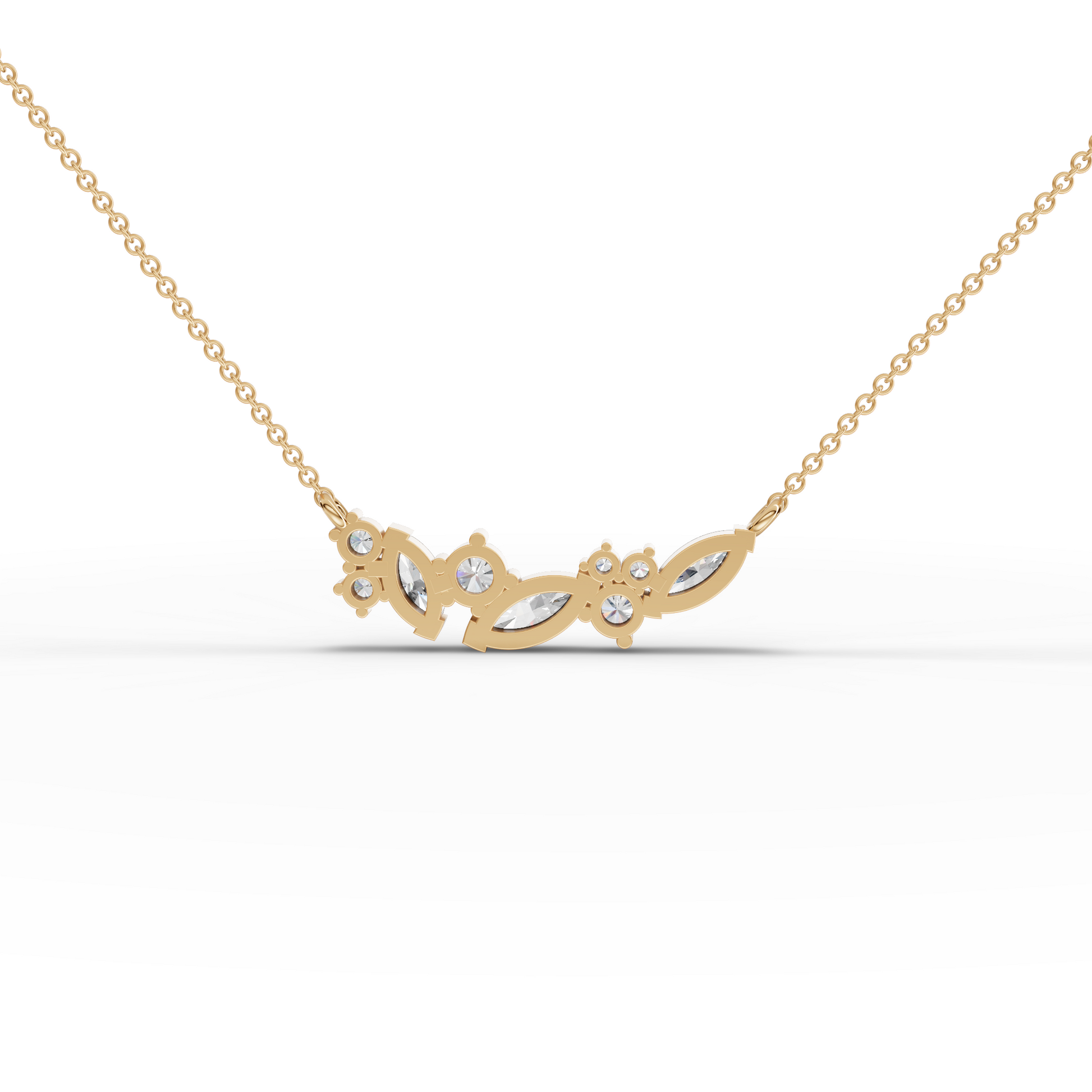Marquise Cluster Accent Moissanite Grown Diamond Necklace