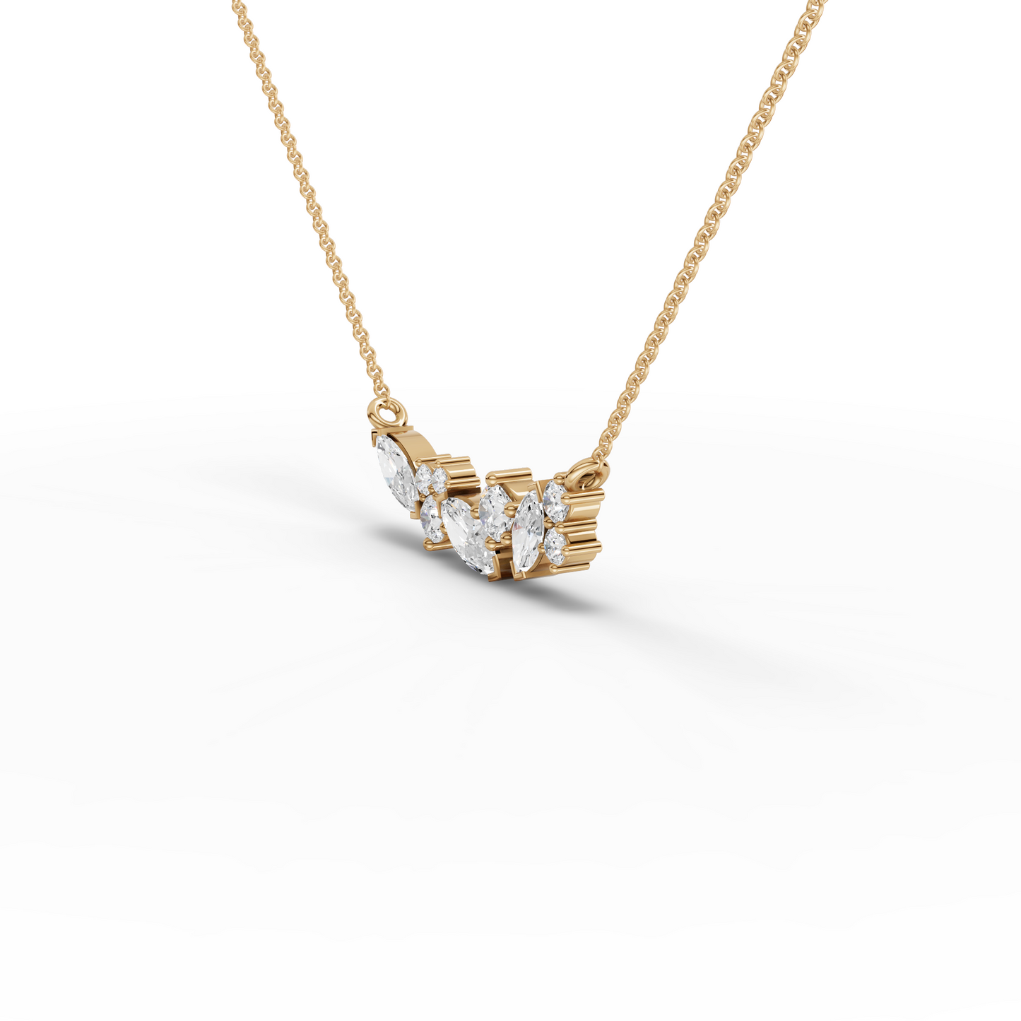 Marquise Cluster Accent Moissanite Grown Diamond Necklace