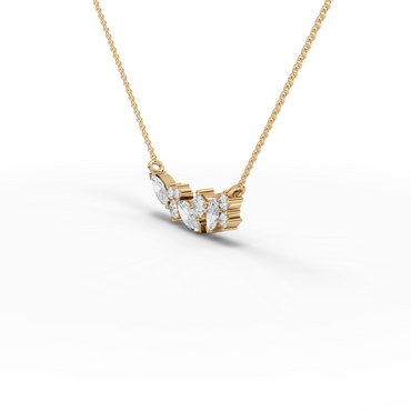 Marquise Cluster Accent Moissanite Grown Diamond Necklace