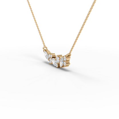 Marquise Cluster Accent Moissanite Grown Diamond Necklace