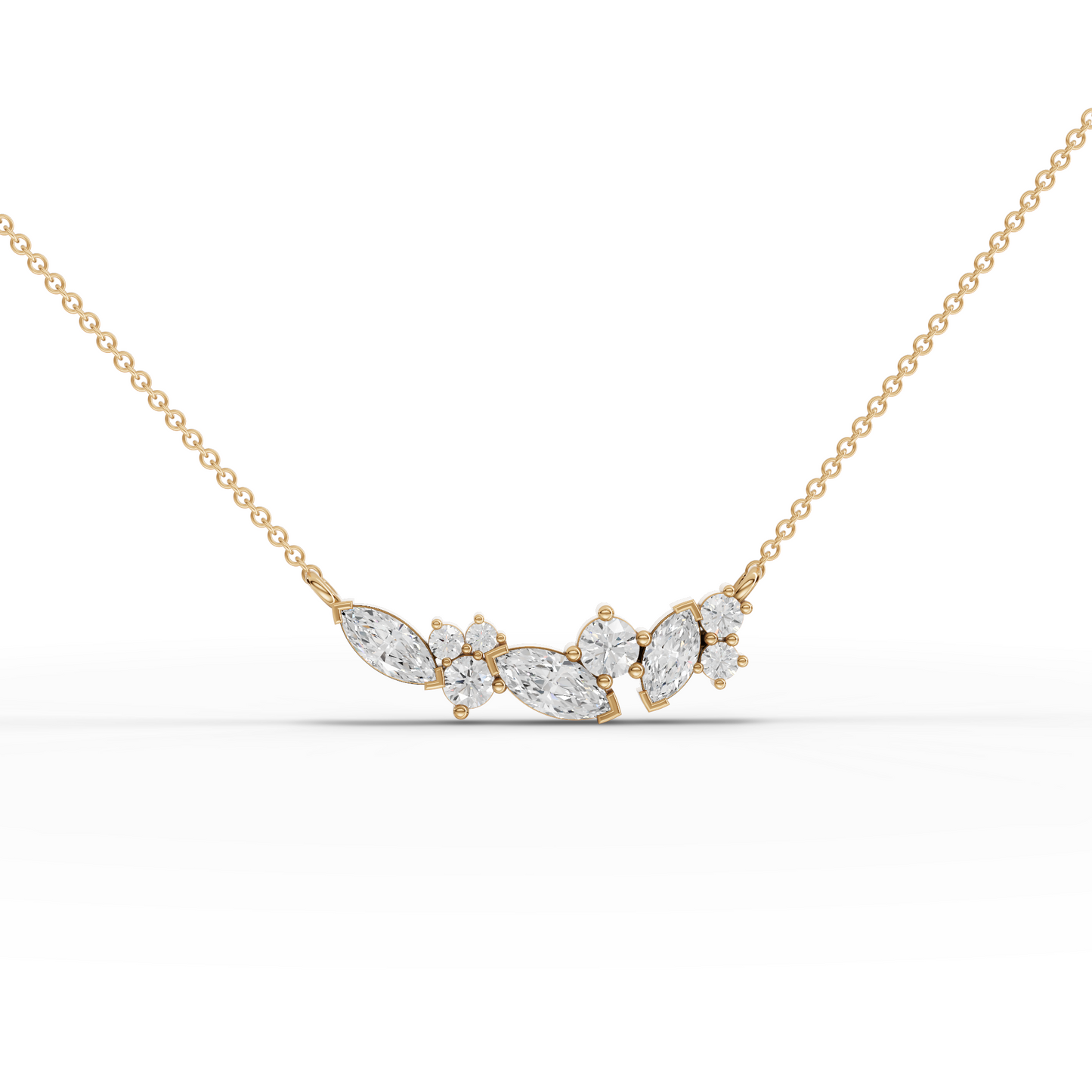 Marquise Cluster Accent Moissanite Grown Diamond Necklace