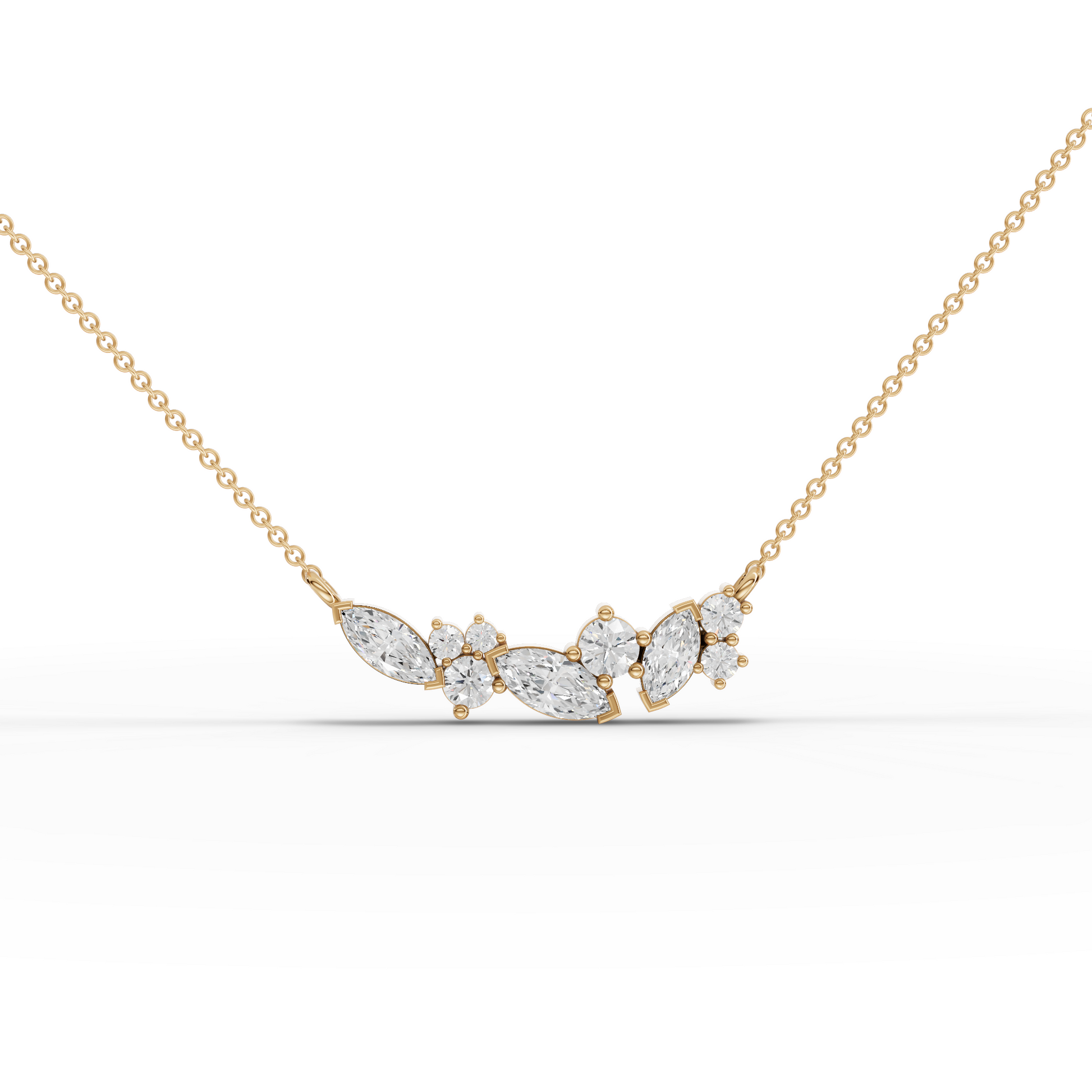 Marquise Cluster Accent Moissanite Grown Diamond Necklace