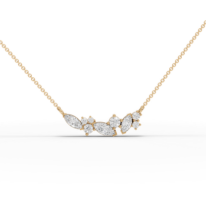 Marquise Cluster Accent Moissanite Grown Diamond Necklace