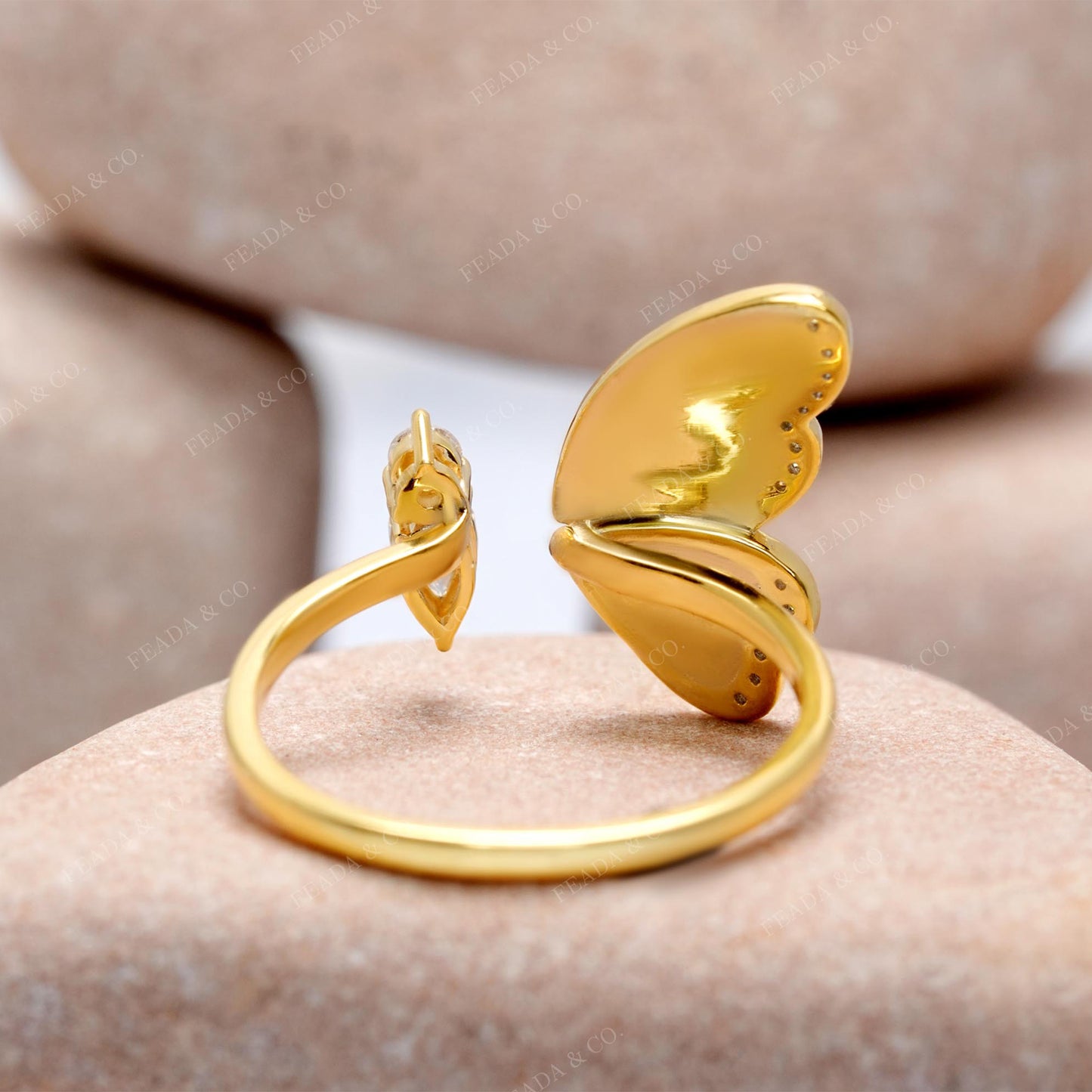 0.36 CT Round, Pear  Premium Butterfly Fashion Ring