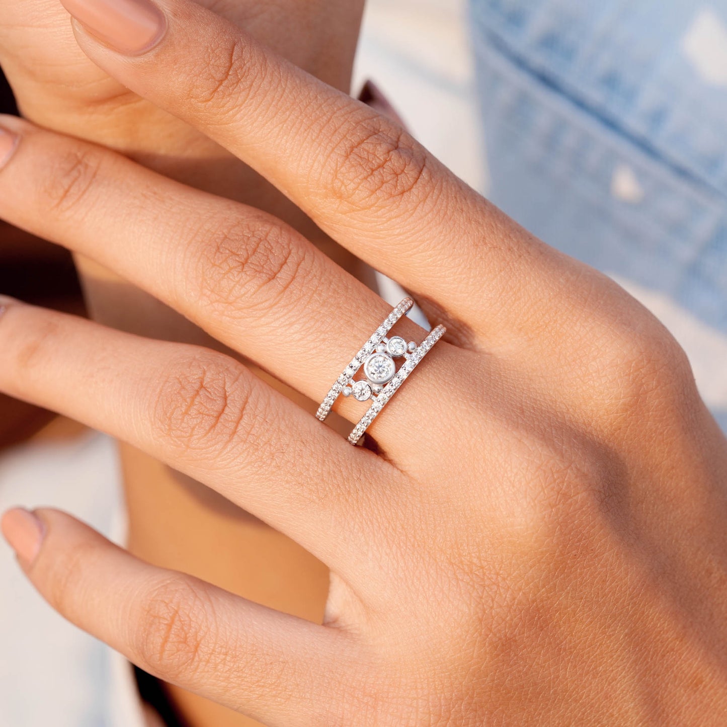 0.538 CT Round Cut Colorless Engagement Ring