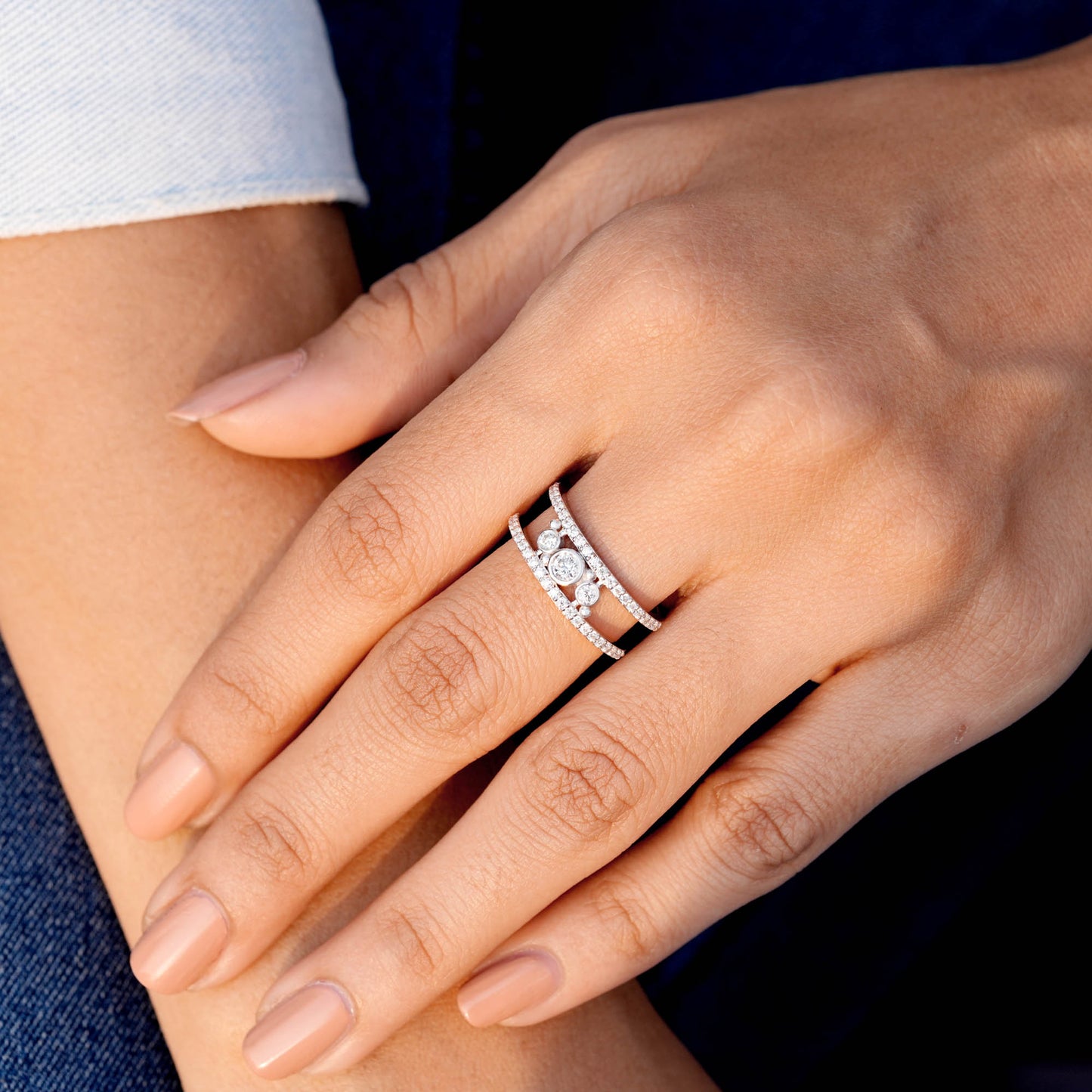 0.538 CT Round Cut Colorless Engagement Ring