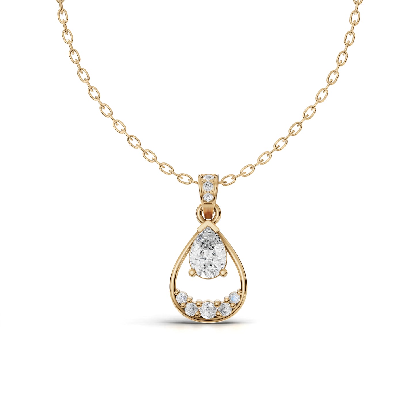 Pear Moissanite Diamond Teardrop Halo Pendant