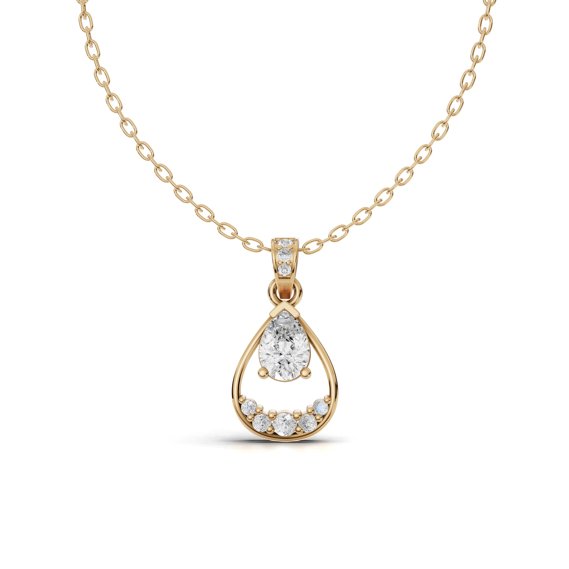 Pear Moissanite Diamond Teardrop Halo Pendant