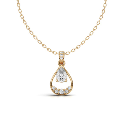 Pear Moissanite Diamond Teardrop Halo Pendant