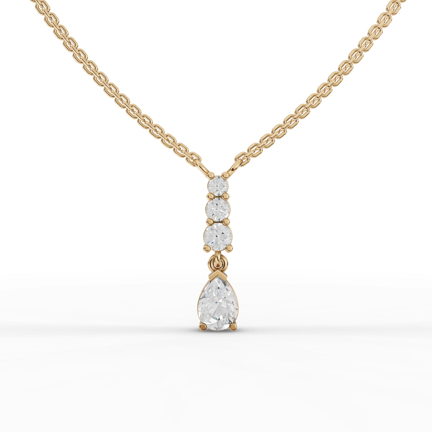 Pear Graduated Drop Moissanite Diamond Necklace