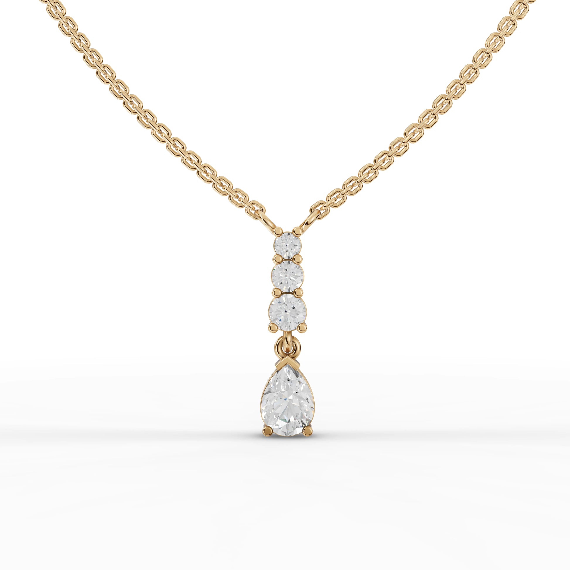 Pear Graduated Drop Moissanite Diamond Necklace