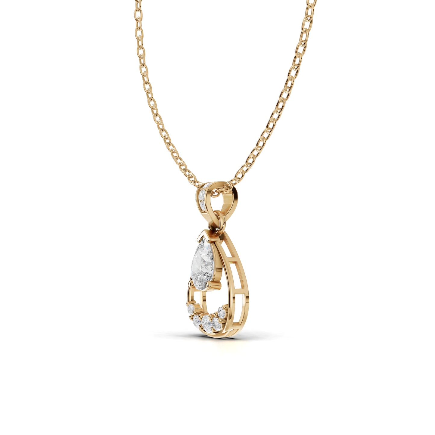 Pear Moissanite Diamond Teardrop Halo Pendant