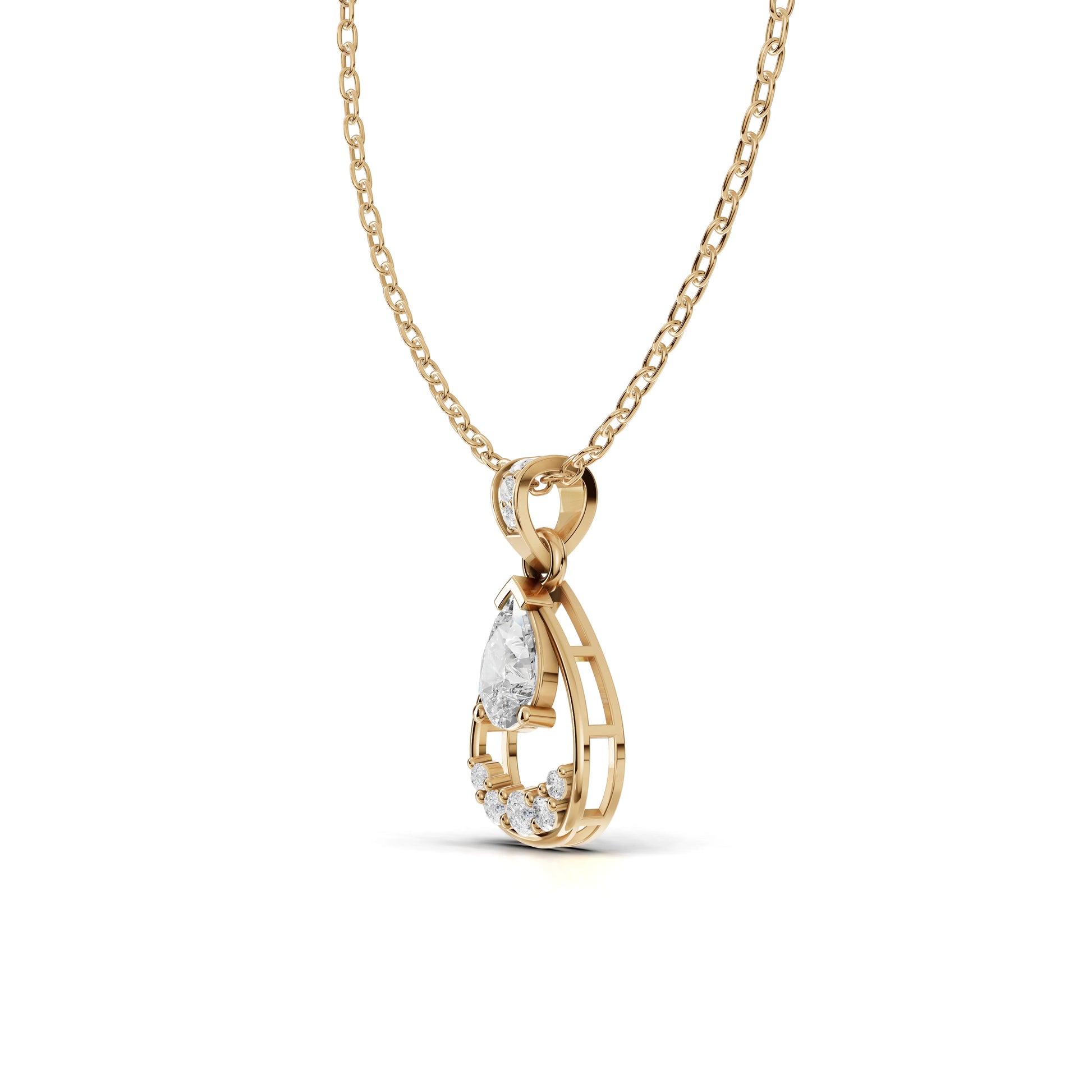 Pear Moissanite Diamond Teardrop Halo Pendant