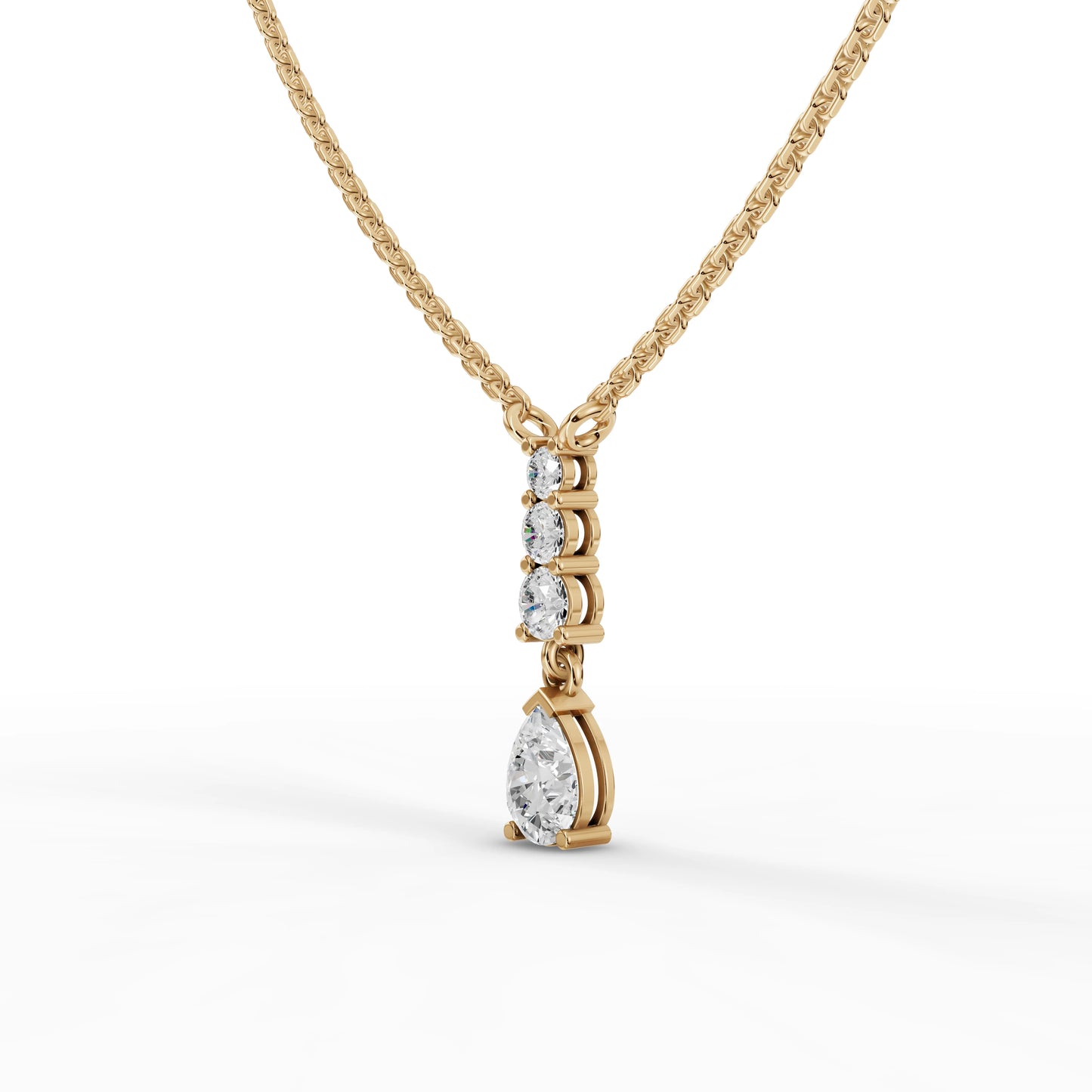 Pear Graduated Drop Moissanite Diamond Necklace