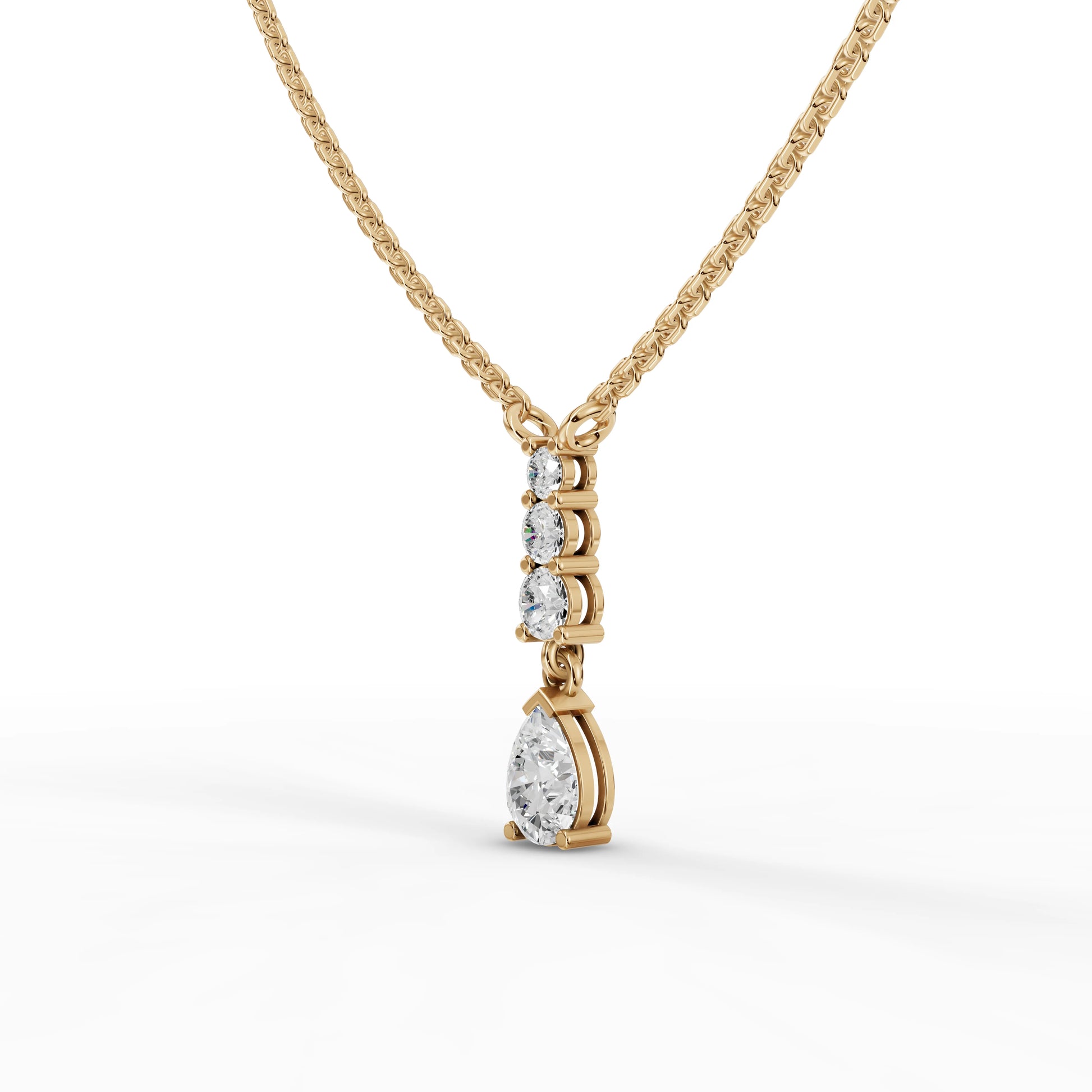 Pear Graduated Drop Moissanite Diamond Necklace