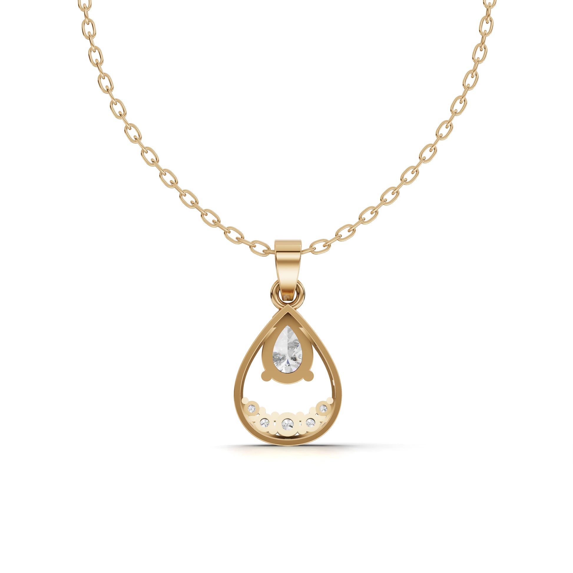 Pear Moissanite Diamond Teardrop Halo Pendant