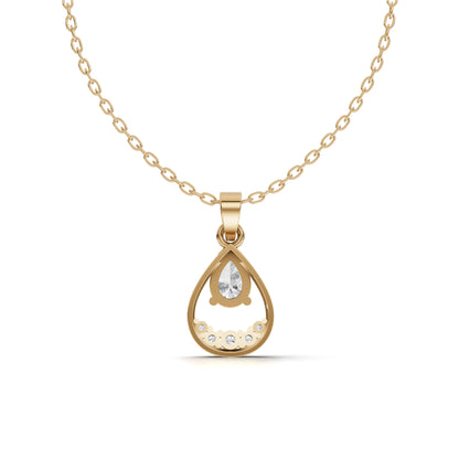 Pear Moissanite Diamond Teardrop Halo Pendant