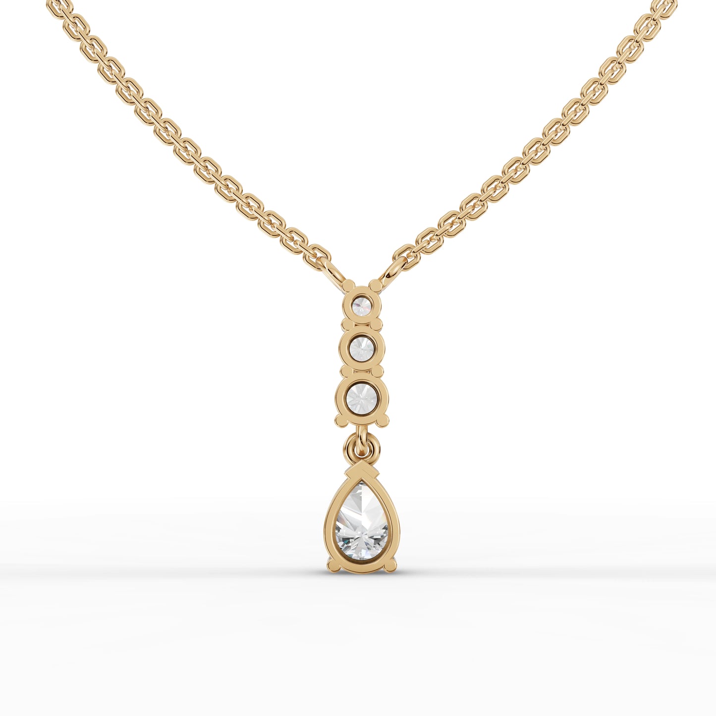 Pear Graduated Drop Moissanite Diamond Necklace