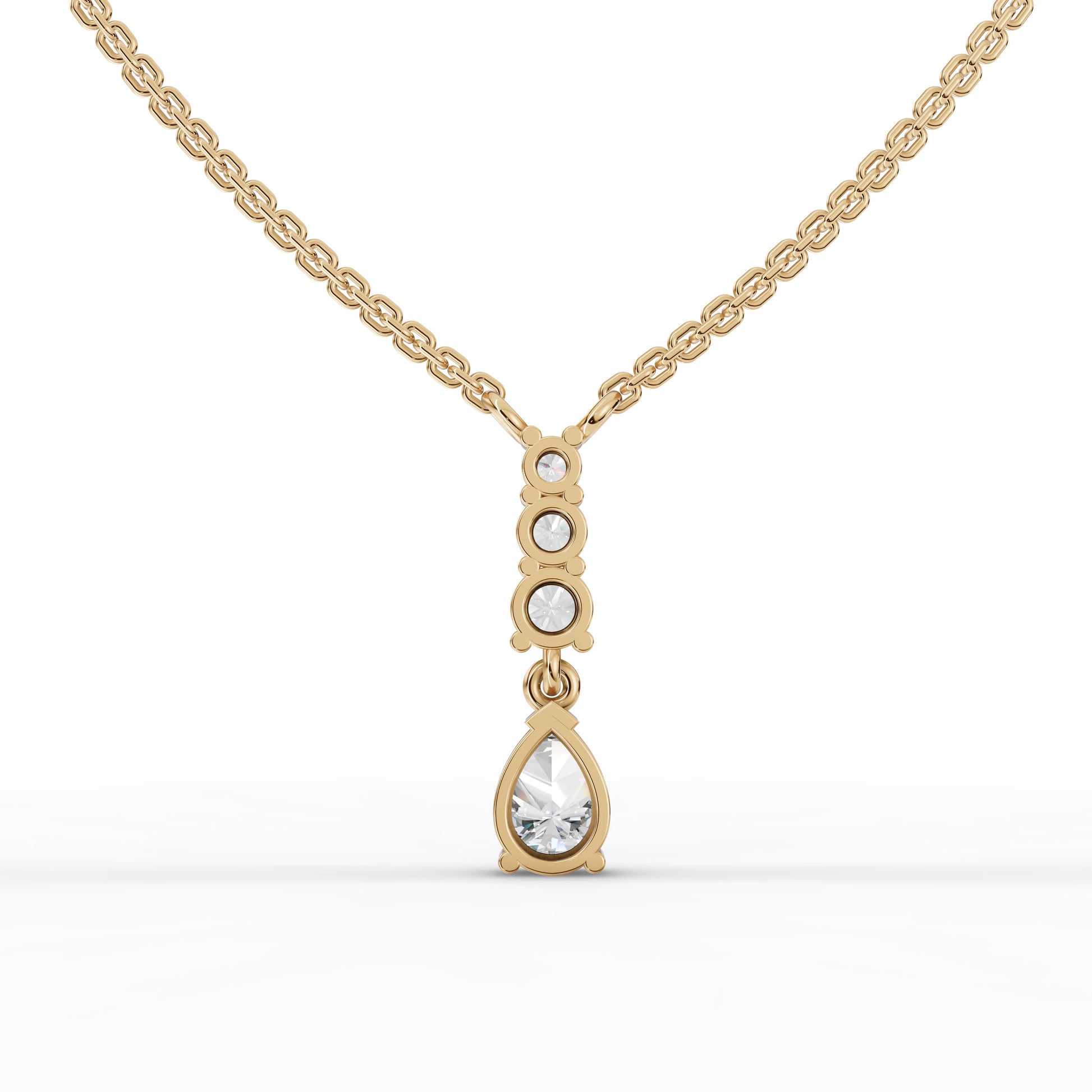 Pear Graduated Drop Moissanite Diamond Necklace