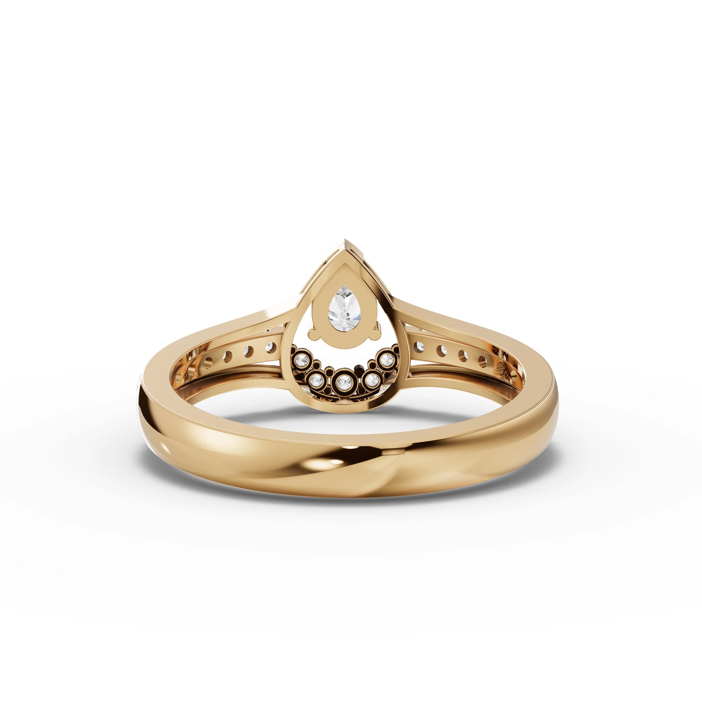 Pear Moissanite Diamond Accent Teardrop Halo Ring