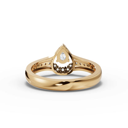 Pear Moissanite Diamond Accent Teardrop Halo Ring