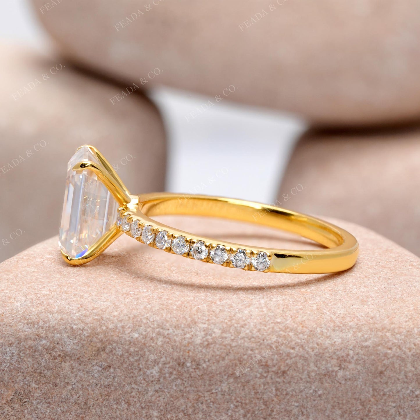 2.78 CT Round, Emerald Cut Colorless Engagement Ring