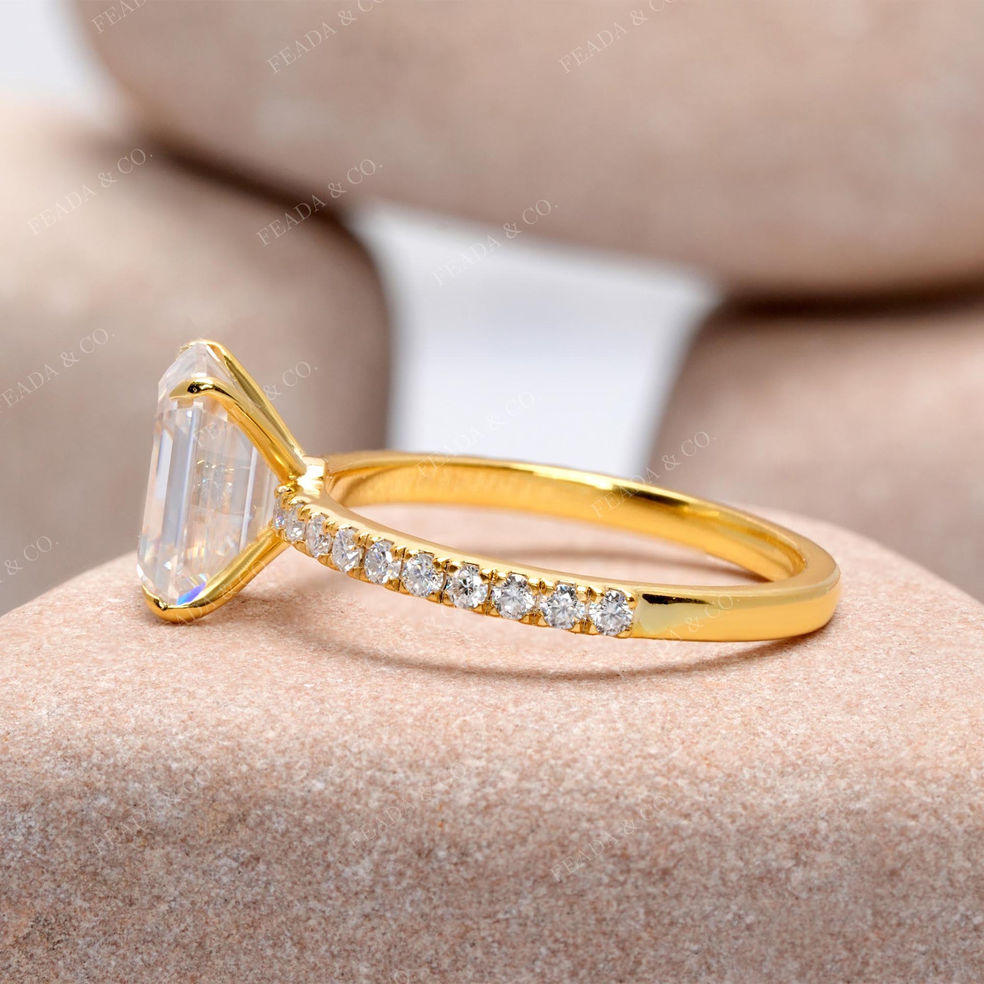 2.78 CT Round, Emerald Cut Colorless Engagement Ring