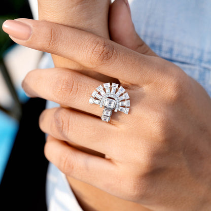 2.09 CT Emerald, Baguette, Round Cut Colorless Engagement Ring