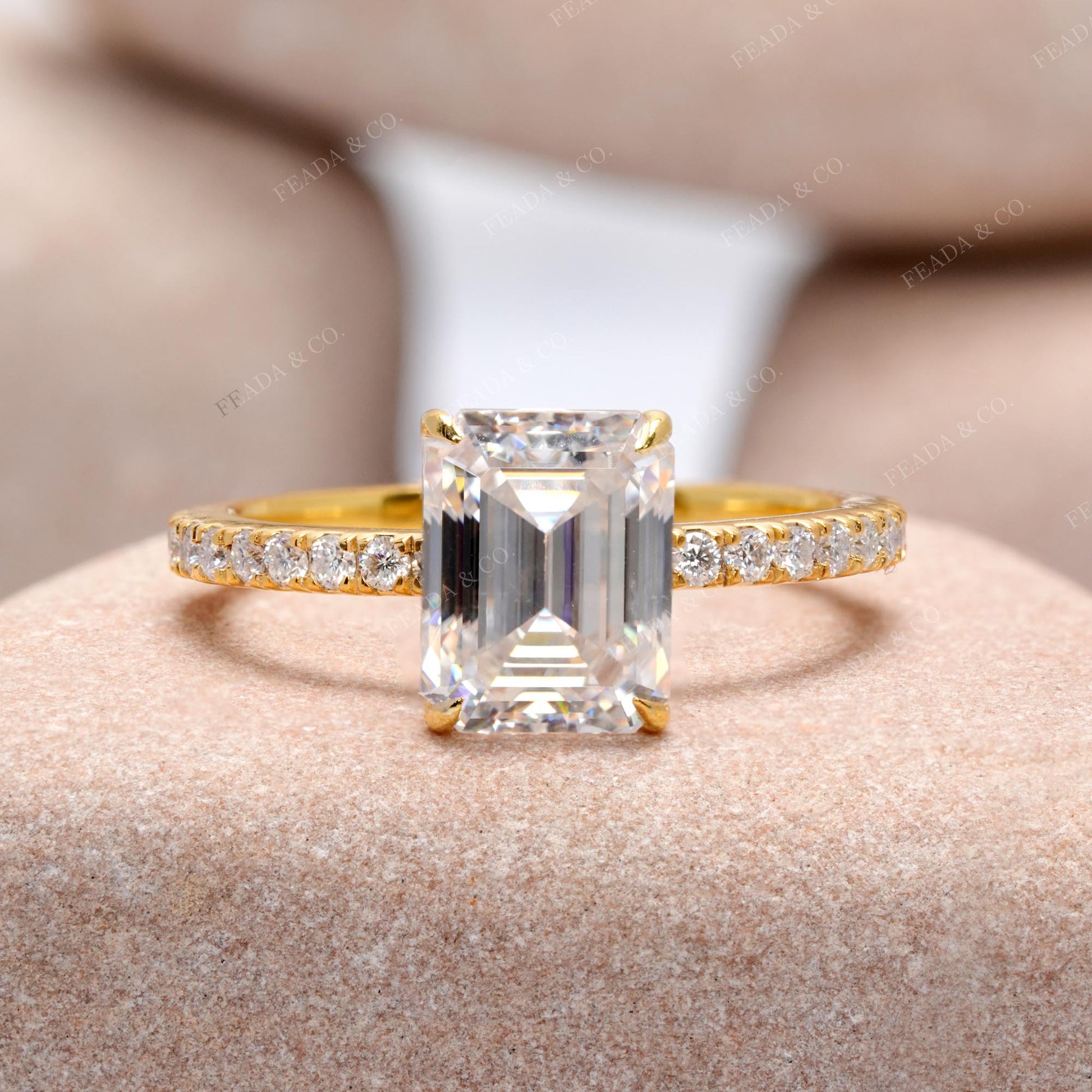2.78 CT Round, Emerald Cut Colorless Engagement Ring