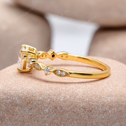 0.748 CT Round, Heart Cut Colorless Engagement Ring