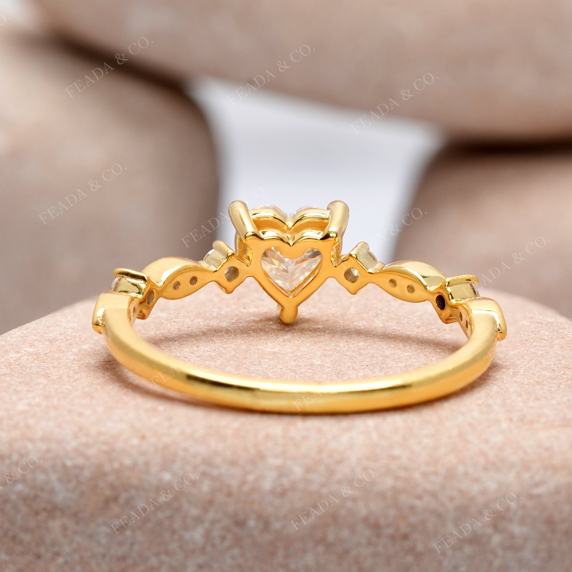 0.748 CT Round, Heart Cut Colorless Engagement Ring