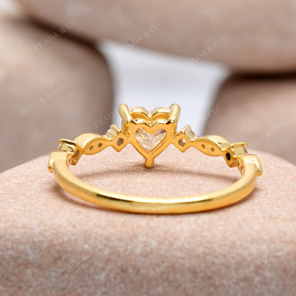 0.748 CT Round, Heart Cut Colorless Engagement Ring