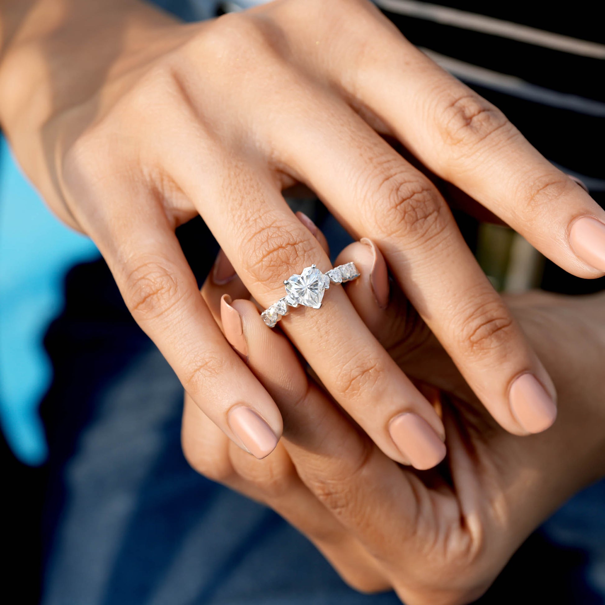 3.05 CT Heart Cut Colorless Engagement Ring