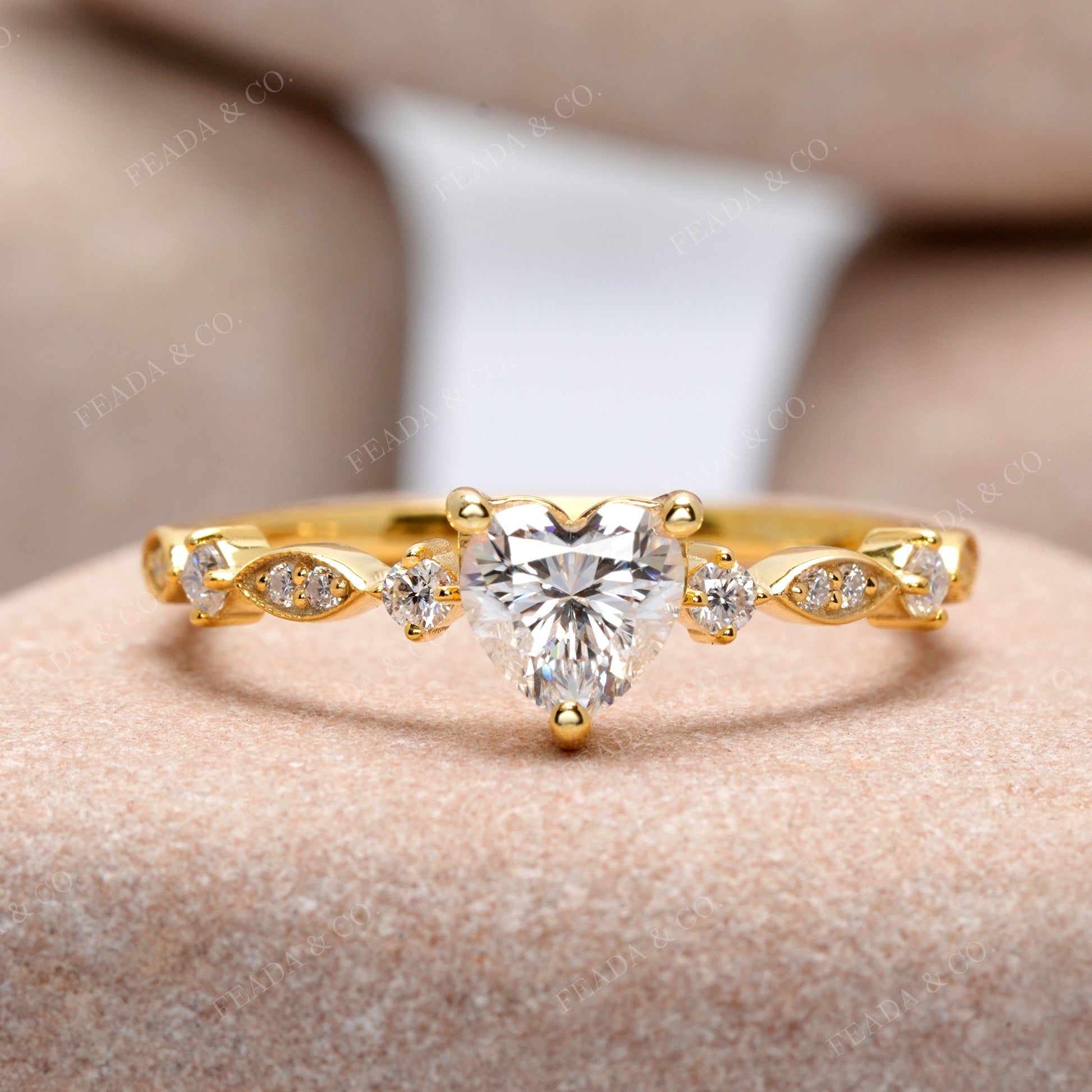 0.748 CT Round, Heart Cut Colorless Engagement Ring