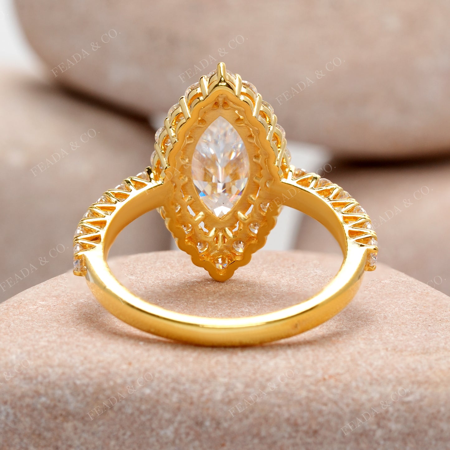 2.7 CT Marquise, Round Cut Colorless Engagement Ring