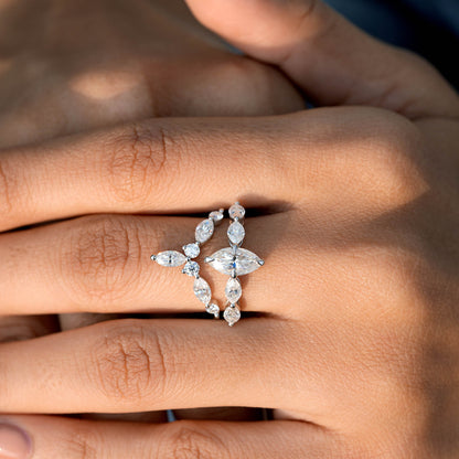 2.75 CT Round, Marquise Cut Colorless Engagement Ring