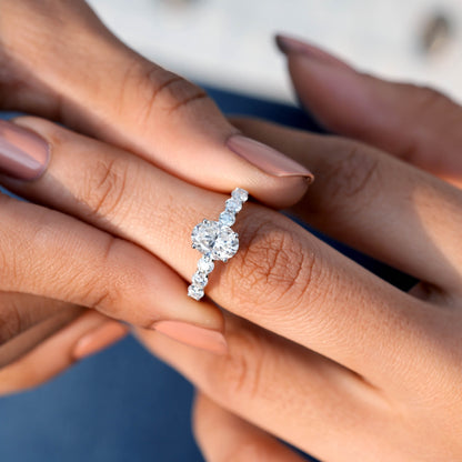 1.73 CT Oval, Round Cut Colorless Engagement Ring
