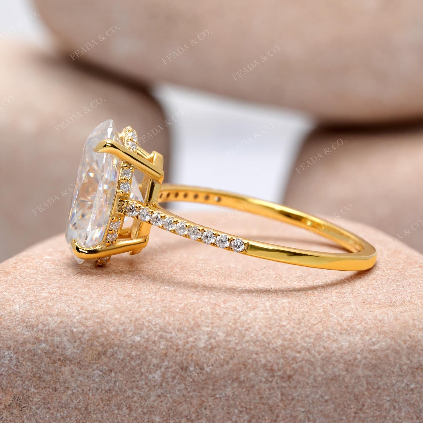 3.188 CT Round, Oval Cut Colorless Engagement Ring