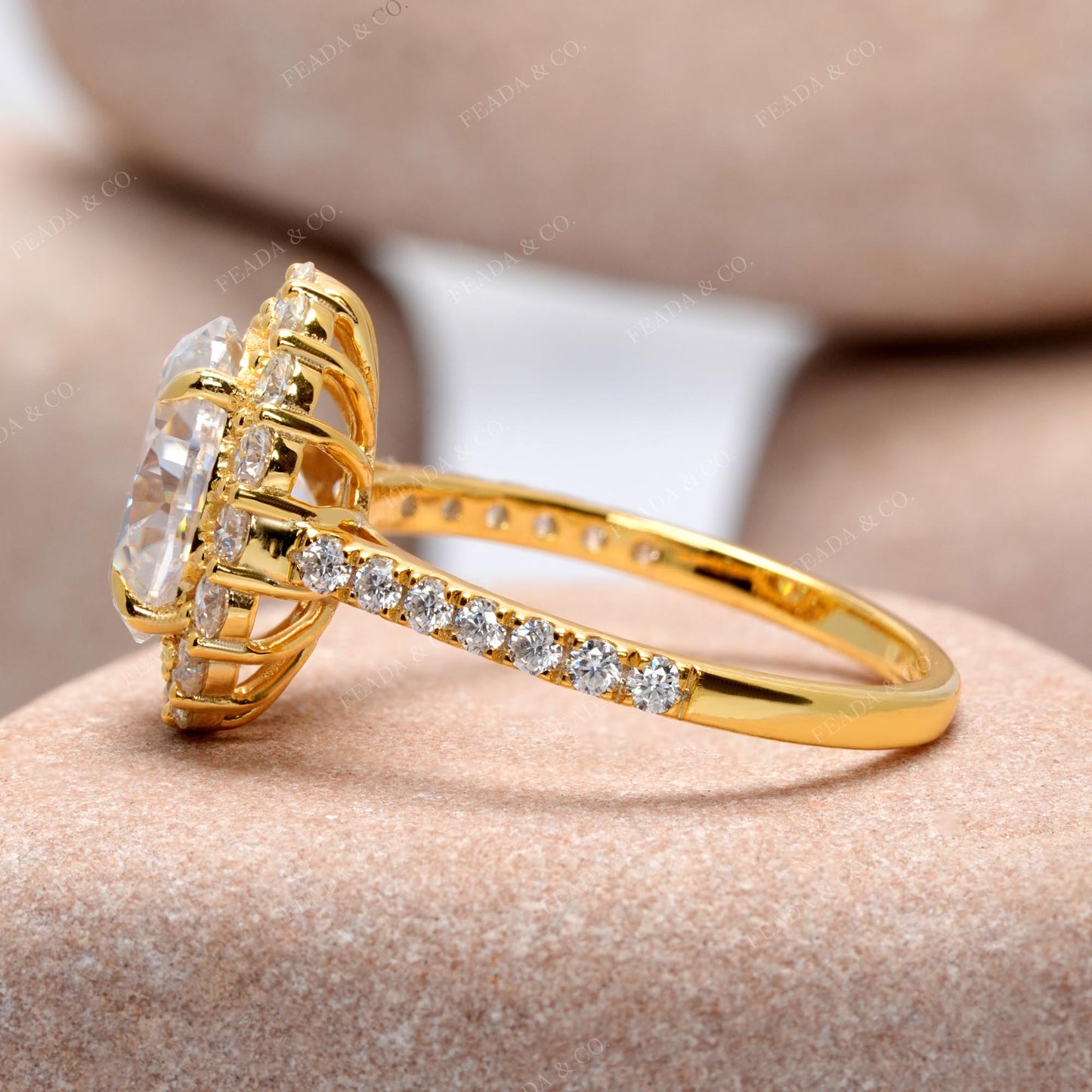 3.392 CT Round, Oval Cut Colorless Engagement Ring