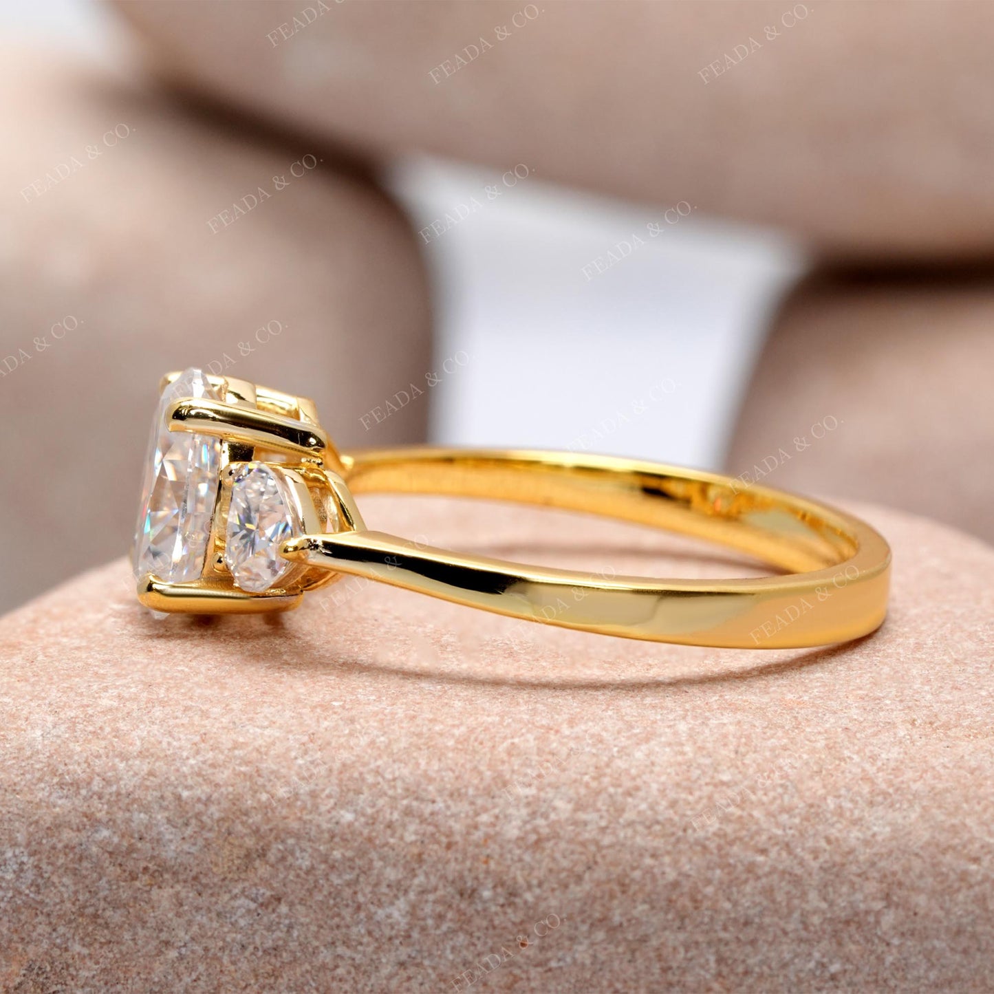 1.75 CT Oval, Heart Cut Colorless Engagement Ring