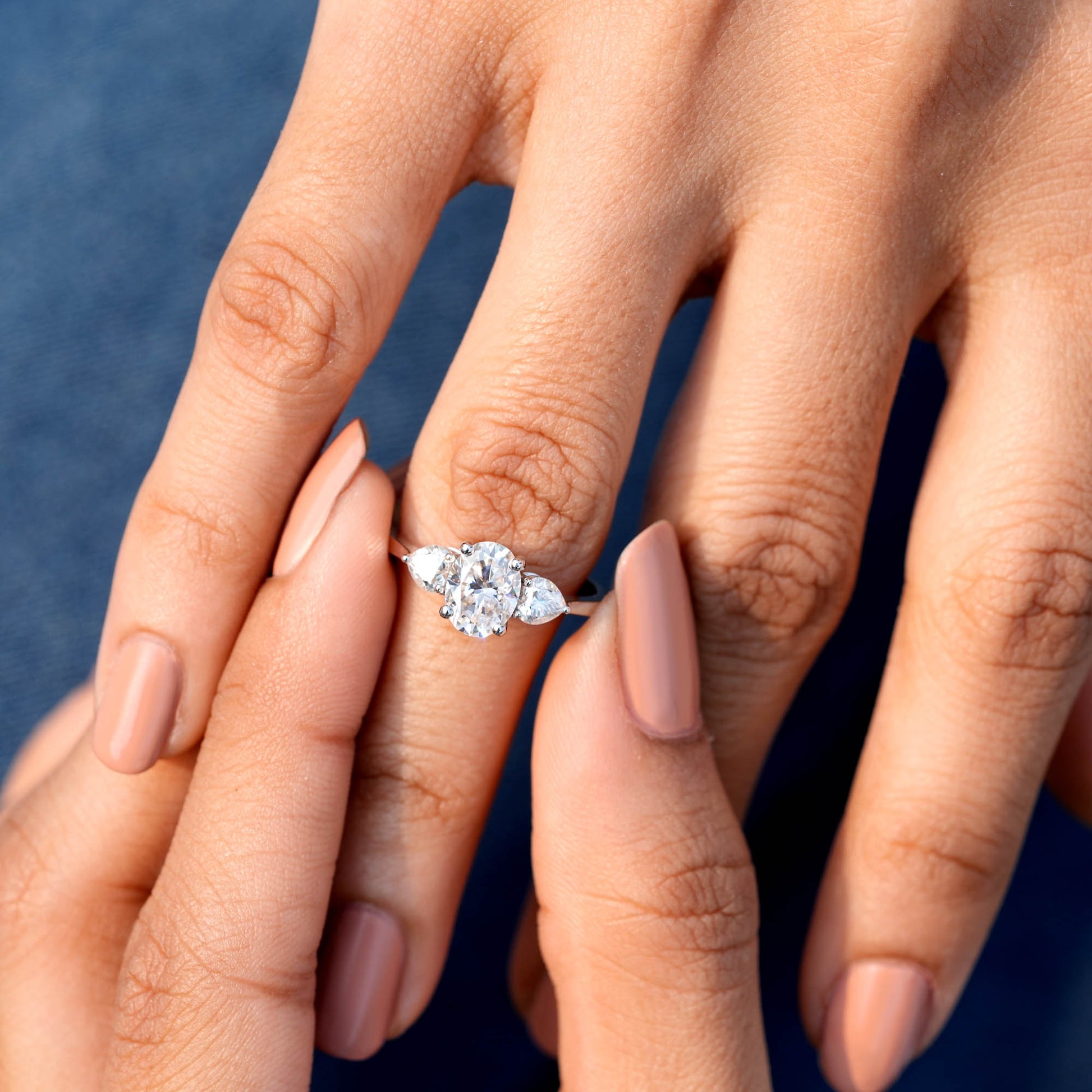 1.75 CT Oval, Heart Cut Colorless Engagement Ring