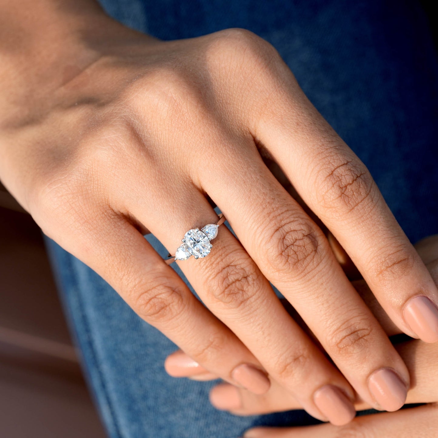 1.75 CT Oval, Heart Cut Colorless Engagement Ring