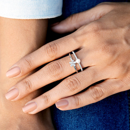 Pearl 0.826 CT Round, Pear Cut Colorless Pearl Engagement Ring