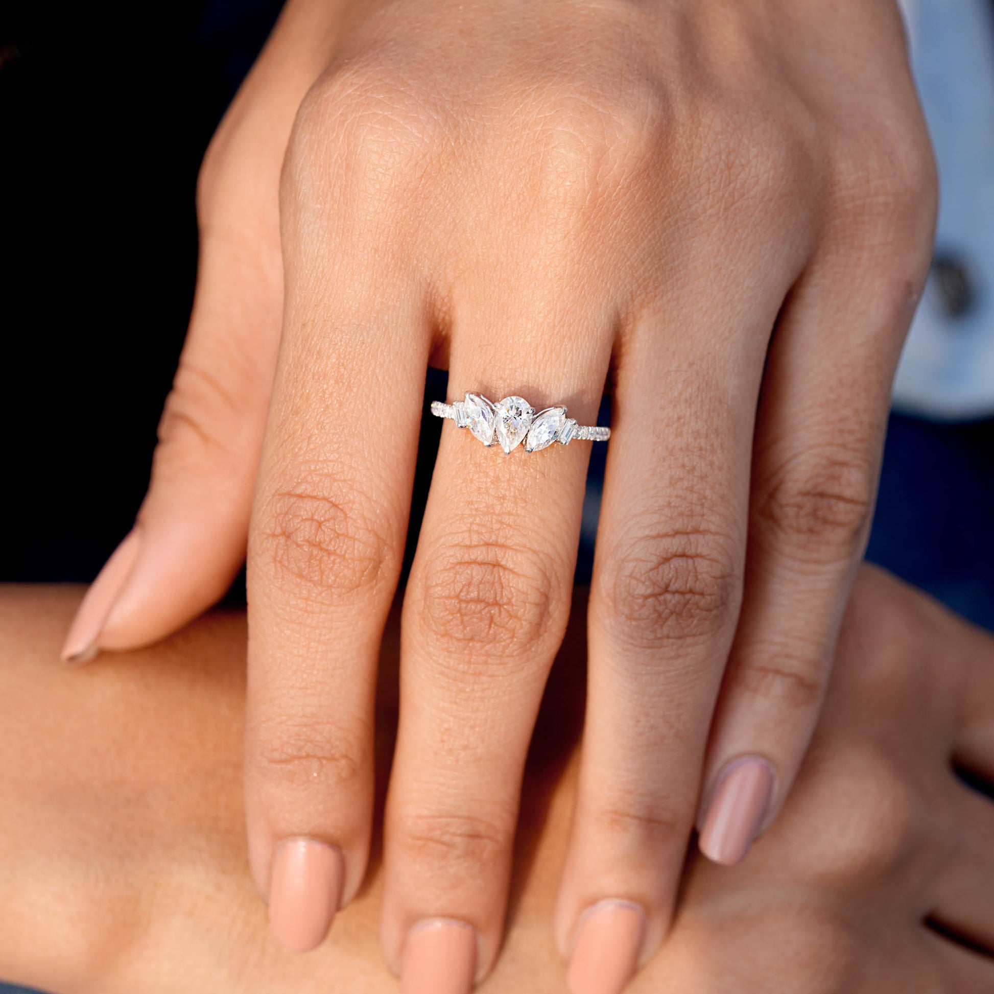 1.19 CT Pear Diamond Premium Three Stone Engagement Ring